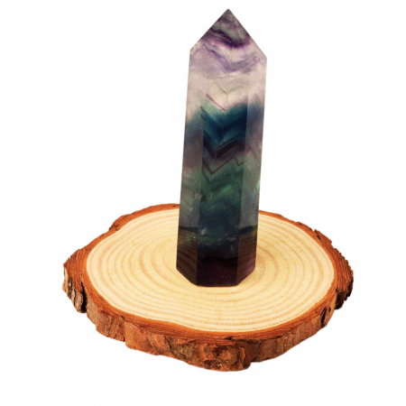 Turn din cristal natural Fluorit Curcubeu 9-10 cm: Adauga un strop de culoare si energie in viata ta [4]