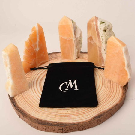 Turn cristal natural Calcit Portocaliu 12-15 cm - Proprietati de echilibrare emotionala, imbunatatire a starii de spirit si stimulare a creativitatii [4]