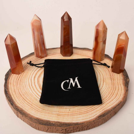 Turn din cristal natural unicat Carneol 9-10 cm - Ajuta la echilibrarea emotiilor, ameliorarea stresului si stimularea claritatii mentale [3]