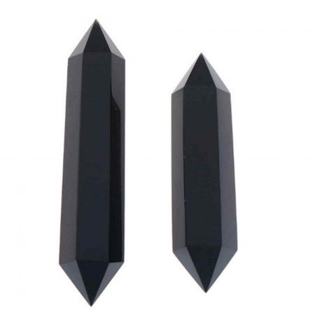 Turn Hexagonal Dublu Varf din Obsidian Negru inaltime de 7-9 cm - cristal de protectie puternic, care actioneaza ca un scut impotriva negativitatii si a stresului [6]