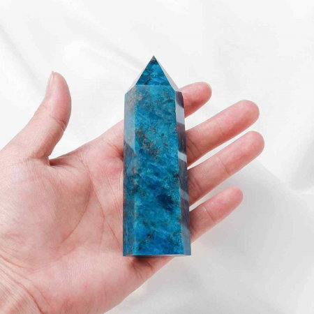 Turnul de cristal natural Apatit Albastru 9-10 cm - Bagheta de vindecare naturala cu 6 fete pentru meditatie profunda, echilibrarea chakrelor si terapia reiki [2]