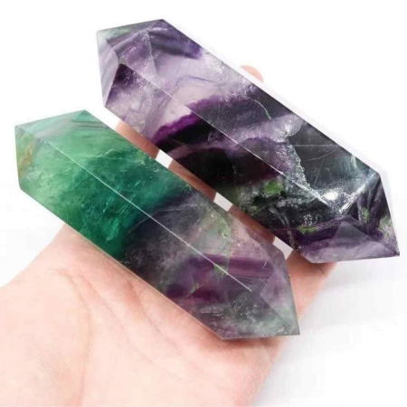 Obelisc de cristal natural Fluorita dublu varf 9-10 cm Cristalul lustruit pentru concentrare, curatarea energiei si echilibrarea chakrei celui de-al Treilea Ochi [4]