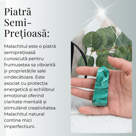 Turnulet 4 fete din Malachit H = 6-7 cm latime 2-2.5 cm 85-100 gr - Concentrare Energetica și Protectie [2]