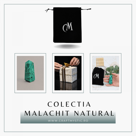 Turnulet 4 fete din Malachit H = 6-7 cm latime 2-2.5 cm 85-100 gr - Concentrare Energetica și Protectie [4]