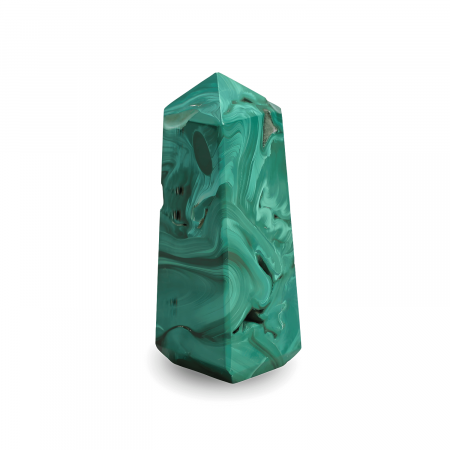 Turnulet 4 fete din Malachit H = 6-7 cm latime 2-2.5 cm 85-100 gr - Concentrare Energetica și Protectie [0]