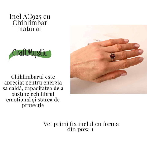Inel din Argint 925 cu Chihlimbar Natural – Eleganta Calda si Echilibru [4]