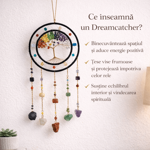 Dreamcatcher cu cele 7 chakre – un simbol al armoniei interioare si al protectiei spatiului personal [1]