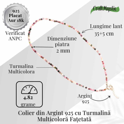 Energie si Armonie – Colier din Argint 925 cu Turmalina Multicolora Fatetata [4]