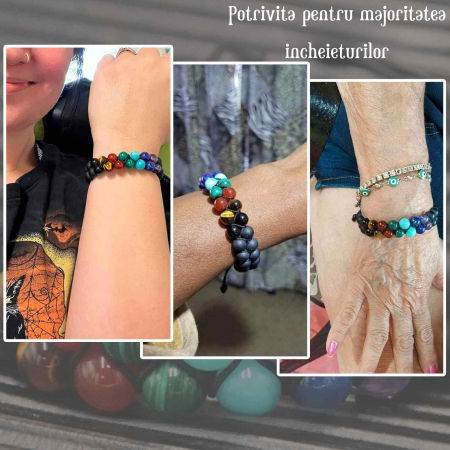 Bratara pentru barbati si femei cu 7 tipuri de Cristale pentru cele 7 Chakre Pietre Reale Pentru Energie, Purificare [2]