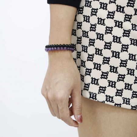 Bratara cu Margele 6 mm din Obsidian si Ametist Pentru Creativitate, Protectie, Concentrare [2]