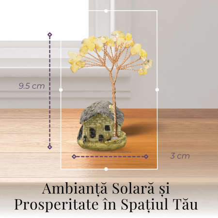 Mini Casa cu ramura din Citrin Natural , Arbore de Energie Spirituala Reiki, pentru Decoratiuni de Birou si Acasa [1]