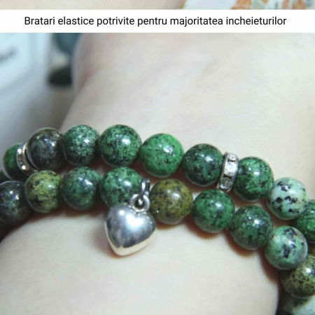 Set 2 Bratari elastice cu Margele 8mm din Turcoaz African Pentru Vindecare, Alinarea Anxietatii si Stresului [4]