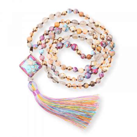 Colier Mala din Pietre Mixte Colorate cu 108 Margele si Tassel [0]