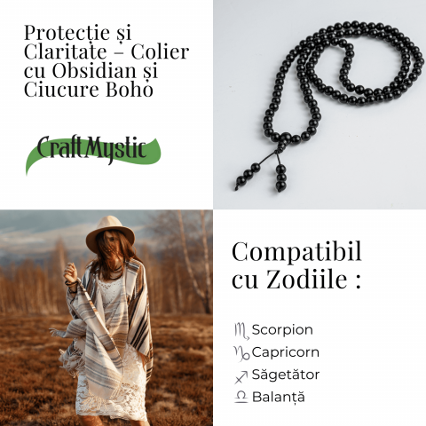 Protectie si Claritate – Colier cu Obsidian si Ciucure Boho [3]
