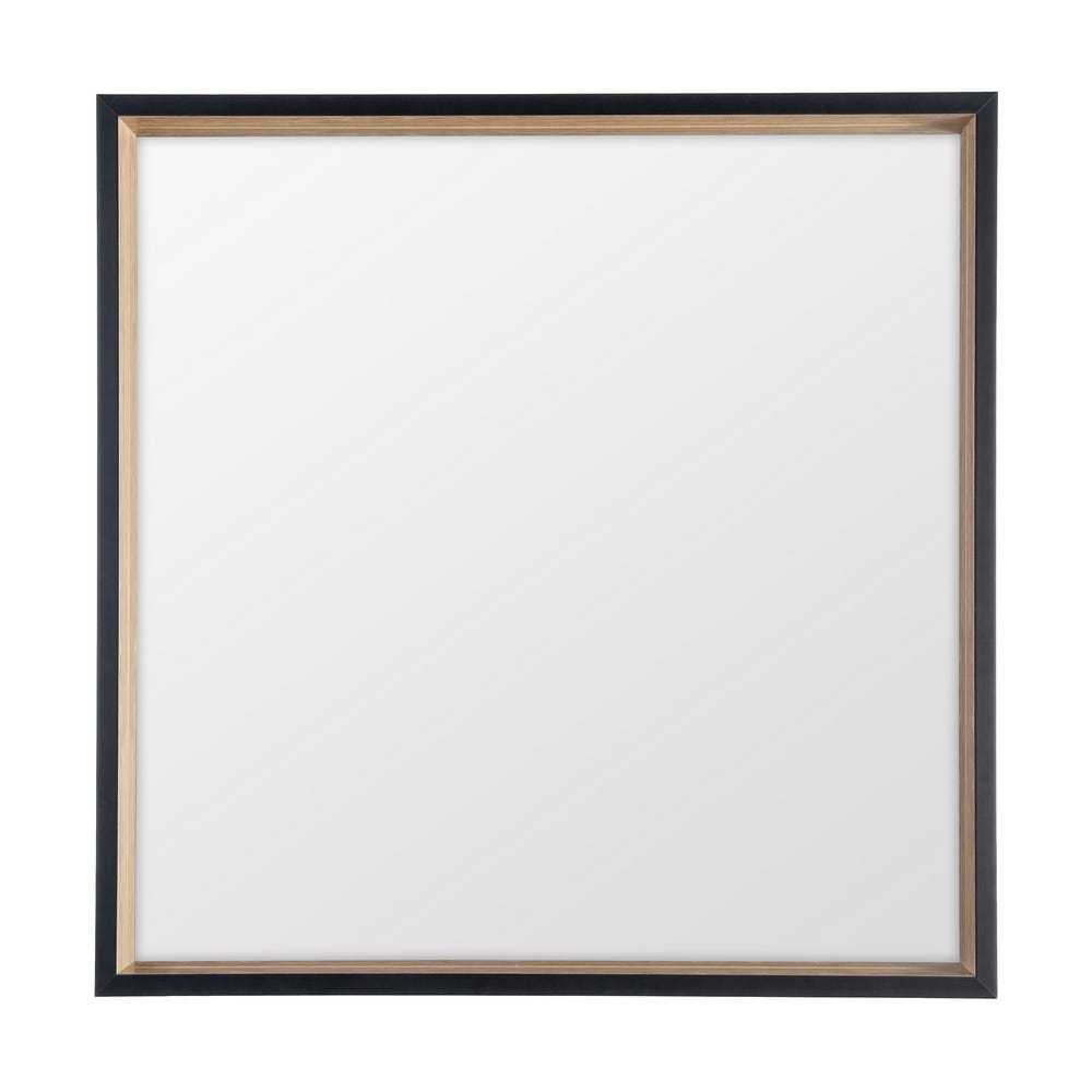 Oglinzi - Oglindă pătrată din lemn ayous – ramă subțire neagră și accent din lemn natural