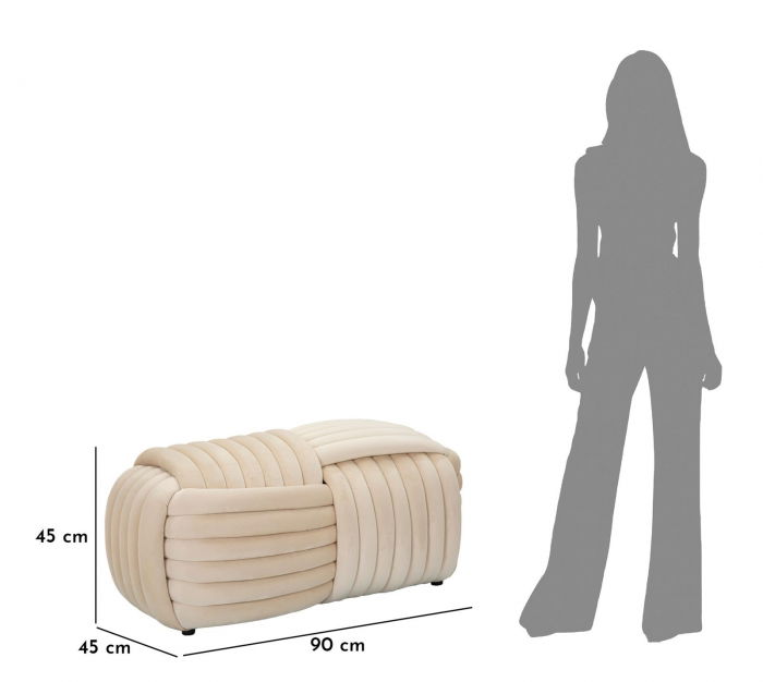 Bancheta catifea crem | Mobilier nautical CreativDeco [10]