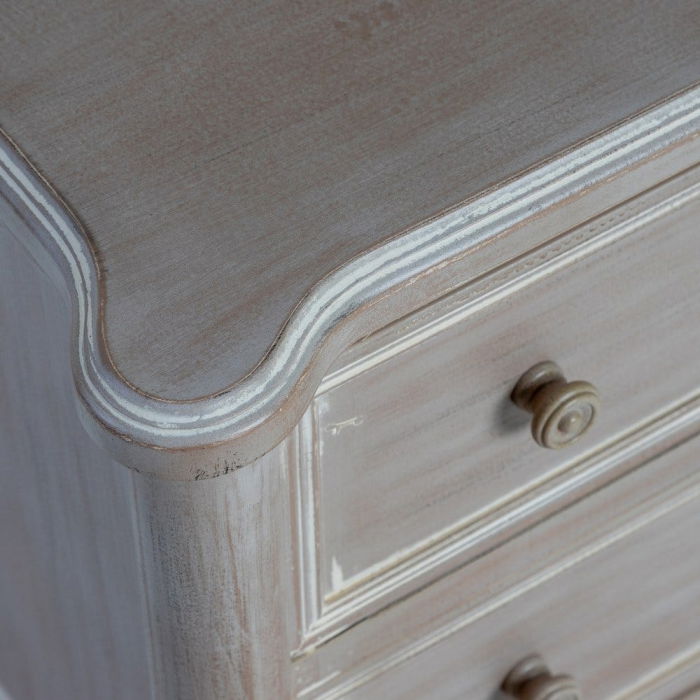 Comodă shabby chic maro deschis 2 sertare cu picioare sculptate [3]