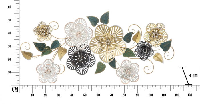 Decor mural 3D | Flori si frunze metalice | Design modern [6]