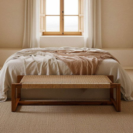 Banchete, Bancute - Bancă din lemn de tec cu șezut împletit