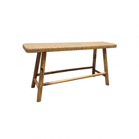 Bancute in Stil Boho - Băncuță lemn și ratan natural Kamira Stool