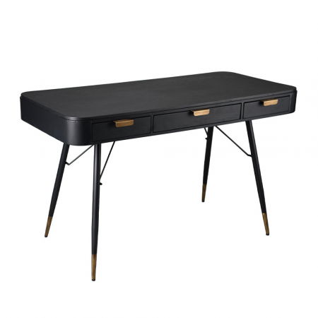 Mobilier - Birou Colombo negru cu accente aurii și sertare spațioase