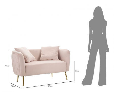 Canapea 2 locuri Bucuresti, catifea roz, creativdeco.ro [7]