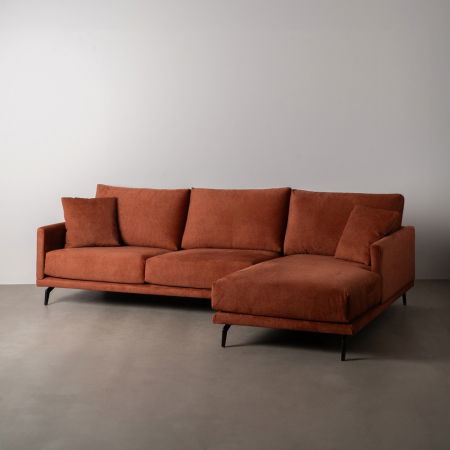 Mese in Stil Minimalist - Coltar caramiziu cu sezlong pentru decor cald|Canapele mari pentru livinguri moderne