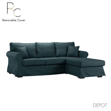 Iluminat in Stil Boho - Canapea colțar dreapta albastră Ashley