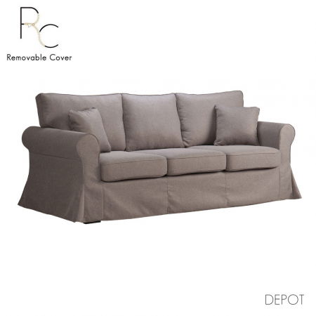 Scaune in Stil Boho - Canapea 3 locuri cu husă detașabilă maro deschis Ashley