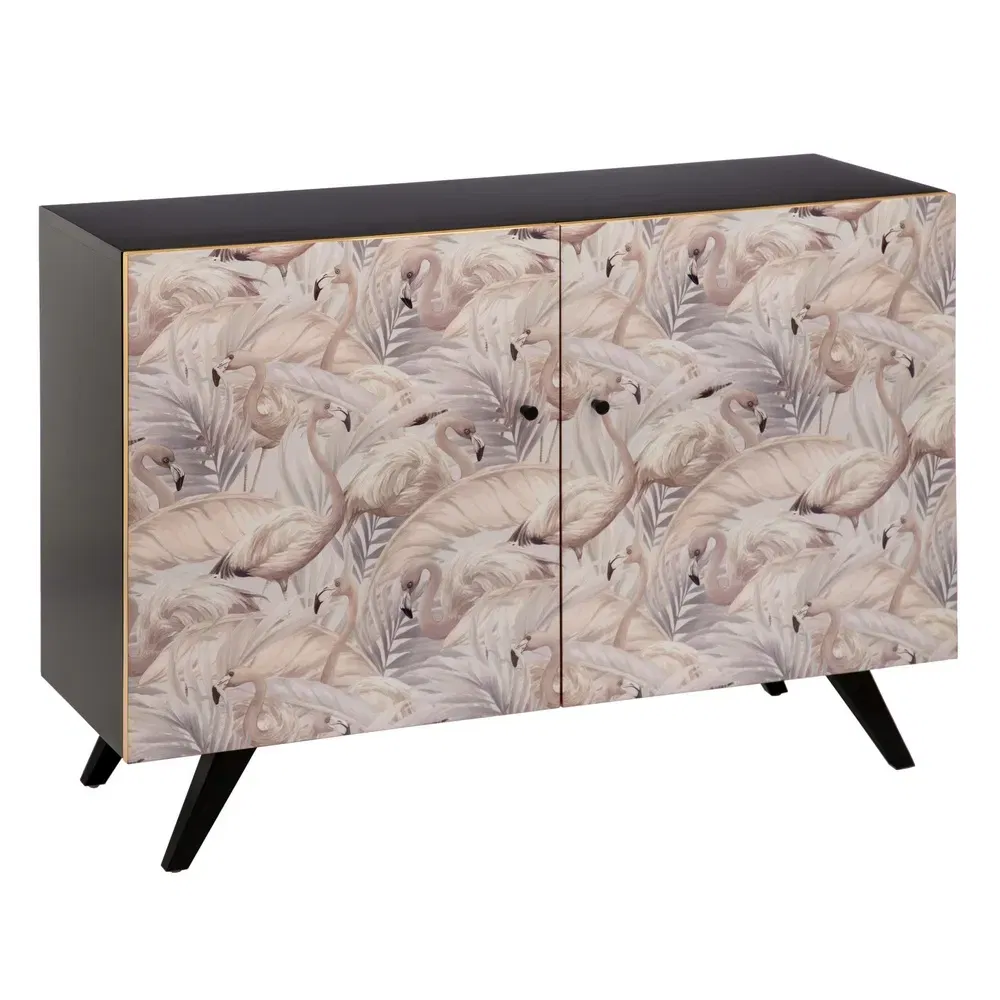 Mobilier - Comoda Living Flamingo, Lemn Brad, Negru Roz - creativdeco.ro