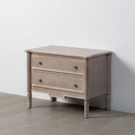 Comodă shabby chic maro deschis 2 sertare cu picioare sculptate [6]