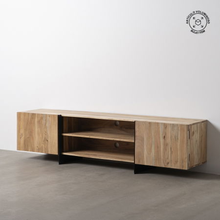 Paturi in Stil Rustic - Comoda TV acacia cu structura metalica|Mobilier modern pentru organizare si stil