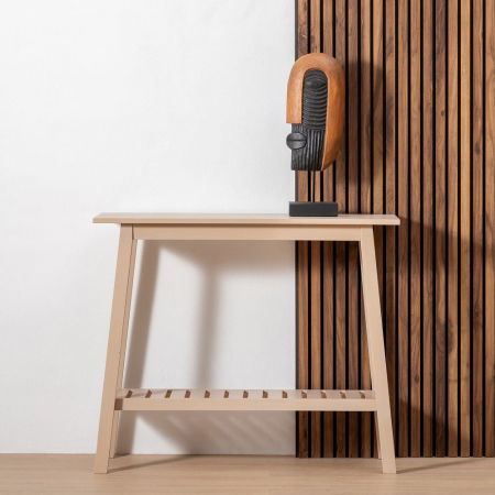 Consolă dreptunghiulară Ixia crem – cu raft și picioare trapezoidale – vedere frontală [1]