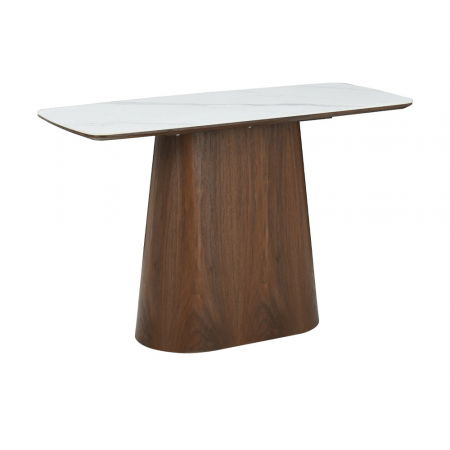 Scaune in Stil Minimalist - Consola alb marmură cu bază nuc Totem