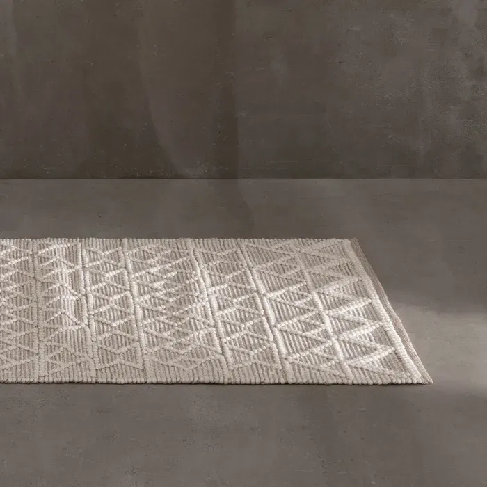 Boho - Covor Crem Lana Model Etnic 80x150 | Covoare Termoizolante