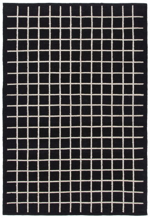 Textile - Covor kilim geometric negru-ivory|Covoare moderne premium