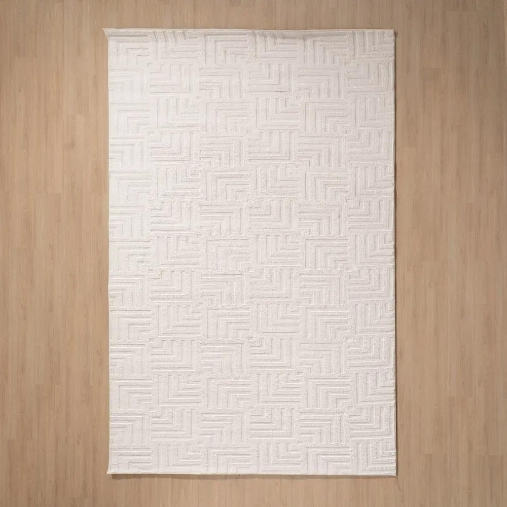 Fotolii in Stil Scandinav - Covor geometric crem de lux | Covoare pentru living