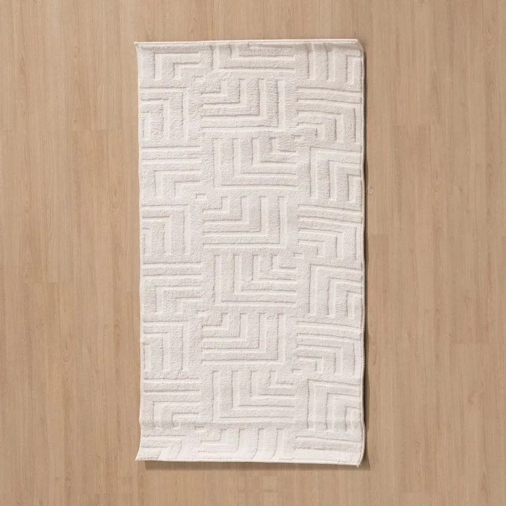 Fotolii in Stil Scandinav - Covor geometric crem in relief | Covoare elegante