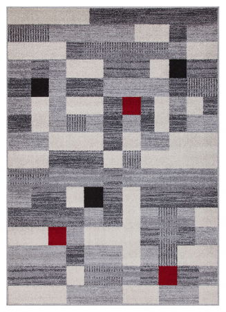 Contemporary - Covor geometric mare gri-rosu|Covoare moderne XL