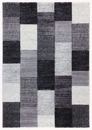 Textile - Traversa geometrica Ray negru-gri|Covoare moderne pentru hol