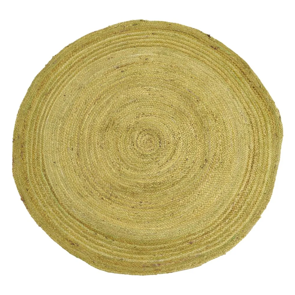 Scaune in Stil Rustic - Covor rotund verde iuta | Covoare artizanale eco-friendly