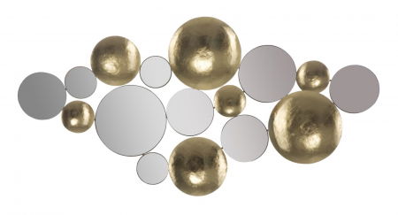 Oglinzi decorative - Decoratiune perete Globes, metal/oglinda, auriu