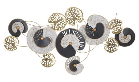 Frunze - Decoratiune perete aurie design nuferi stilizati, Glut-A | CreativDeco.ro