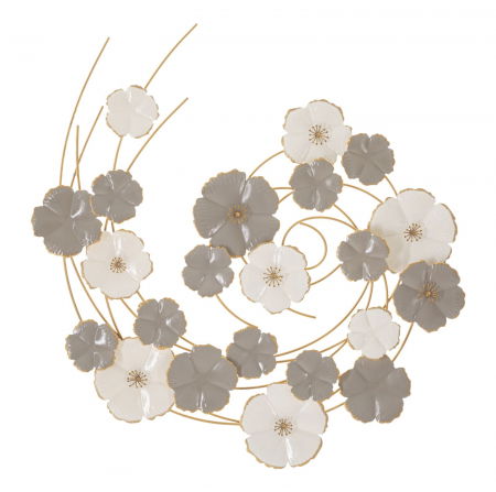 MEGA PROMOTII - Decoratiune perete flori gri albe Lotly - creativdeco.ro