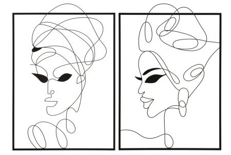 Decoratiuni perete - Decoratiune perete Tribal Woman, negru, set 2buc