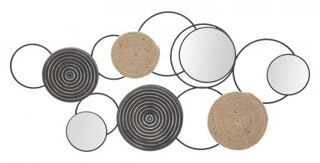 Oglinzi decorative - Decoratiune perete Triby, fier oglinzi, negru/natural
