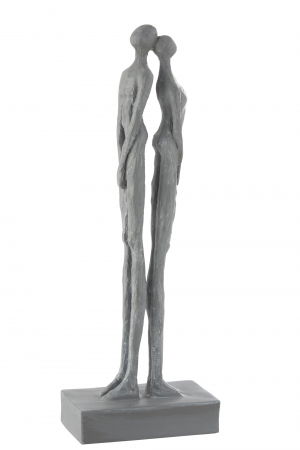 Boho - Figurina Cuplu spate in spate, rasina gri - creativdeco.ro