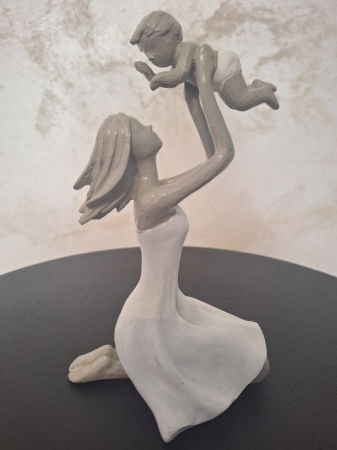 Obiecte decorative - Figurina Handmade Mama+copil, policompozit - creativdeco.ro