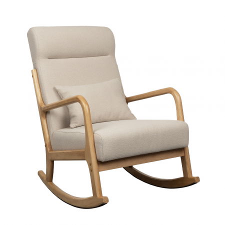 Scandinav - Fotoliu balansoar bej cu structură lemn Organic