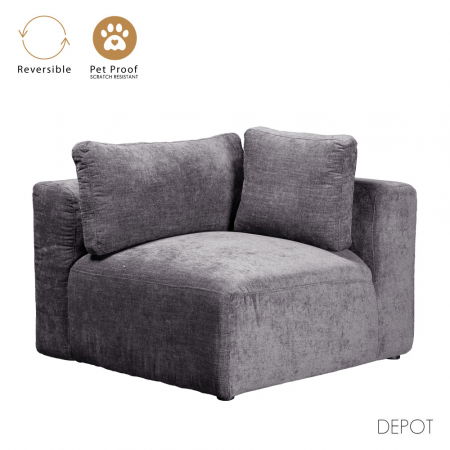 Fotolii in Stil Scandinav - Fotoliu BOX gri braț reversibil – vedere ușoară cu braț detașabil